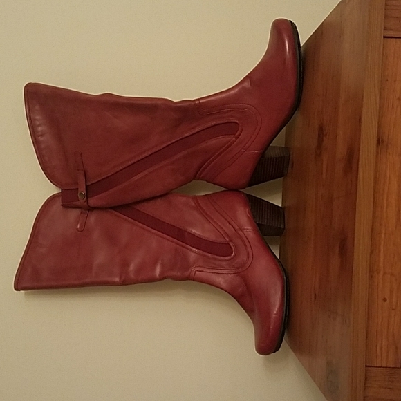 Pure Sole Shoes - Burgundy Leather Boots (Fits wider calf)